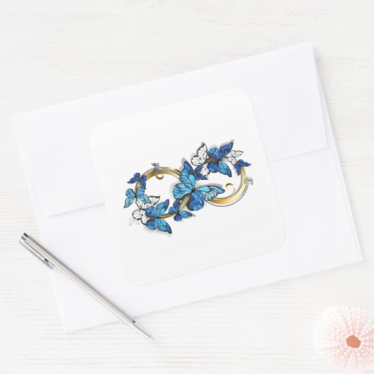 Symbol Infinity of Blue Morpho Butterflies Vierkante Sticker (Envelop)