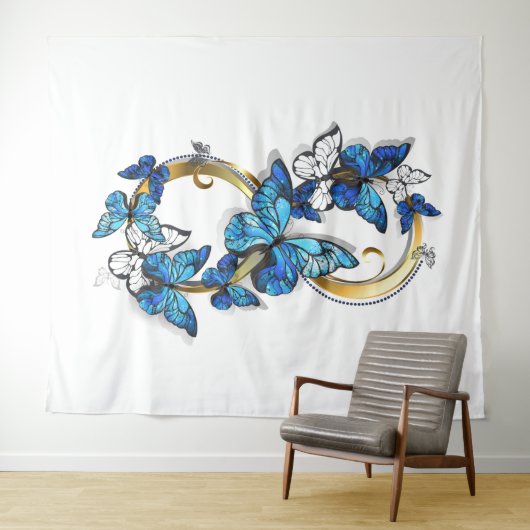 Symbol Infinity of Blue Morpho Butterflies Wandkleed (In Situ (horizontaal))