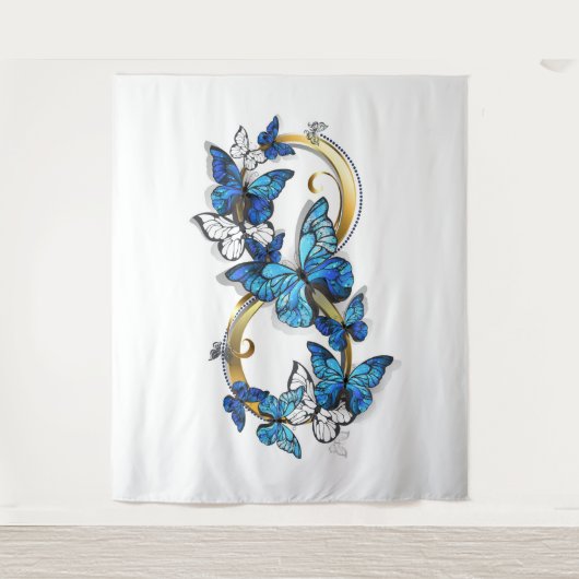 Symbol Infinity of Blue Morpho Butterflies Wandkleed (Voorkant)