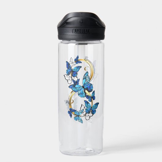 Symbol Infinity of Blue Morpho Butterflies Waterfles (Achterkant)