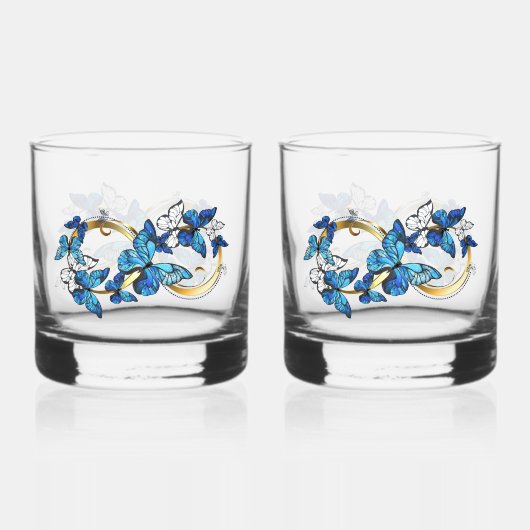 Symbol Infinity of Blue Morpho Butterflies Whisky Glas (Achterkant)