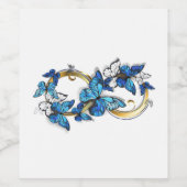 Symbol Infinity of Blue Morpho Butterflies Wijn Etiket (Enkel label)