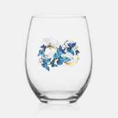 Symbol Infinity of Blue Morpho Butterflies Wijnglas Zonder Voet (Voorkant)