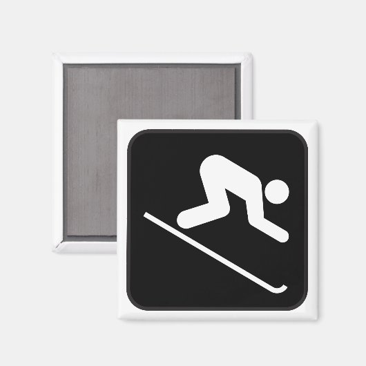 Symbol Magnet met downhill Skiing (Voorkant / Achterkant)