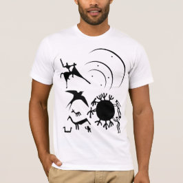 Symbolen en dierlijk petroglyphs T-shirt