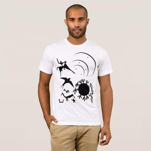 Symbolen en dierlijk petroglyphs T-shirt (Voorkant volledig)