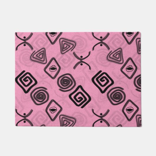Symbolen op roze. deurmat (Voorkant)
