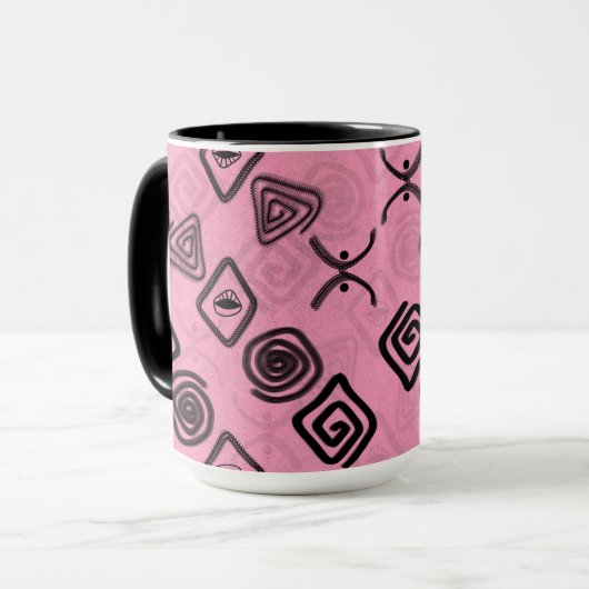 Symbolen op roze. mok (Voorkant links)