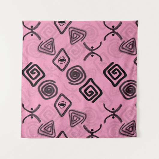 Symbolen op roze. wandkleed (Voorkant)