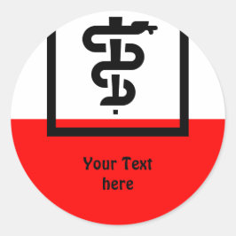 Symbolen - Rij van Asclepius + uw ideeën Ronde Sticker