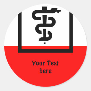 Symbolen - Rij van Asclepius + uw ideeën Ronde Sticker