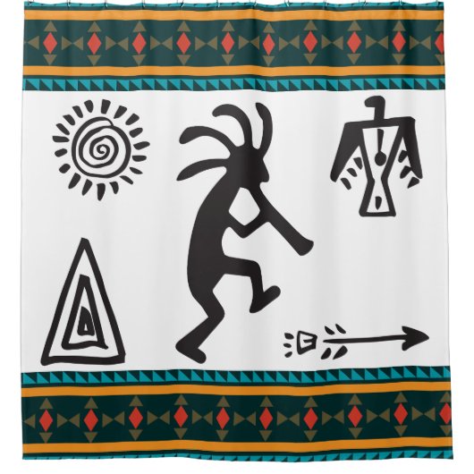 Symbolen Silhouette Simple Kokopelli Shower Curtai Douchegordijn (Voorkant)