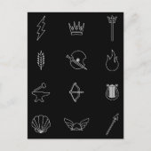 Symbolen van 12 goden en goddessen van de Griekse Briefkaart (Voorkant)