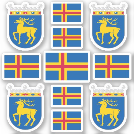 Symbolen van Åland/wapenschild en vlag Sticker (Voorkant)