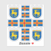 Symbolen van Åland/wapenschild en vlag Sticker (Vel)