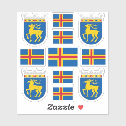Symbolen van Åland/wapenschild en vlag Sticker (Vel)