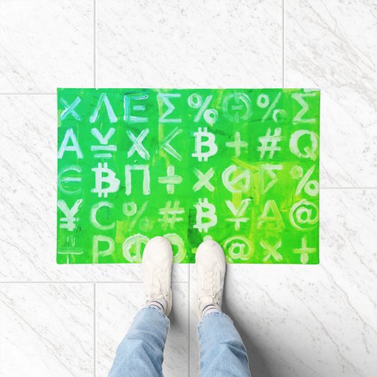 Symbolen van Bitcoin (helder groen rendement - 2) Deurmat (Binnen)