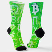 Symbolen van Bitcoin (Helder Winst Groen - 7) Sokken (Gebogen)