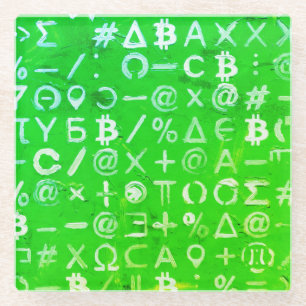 Symbolen van Bitcoin (Helder Winst Groen - 8) Glazen Onderzetter