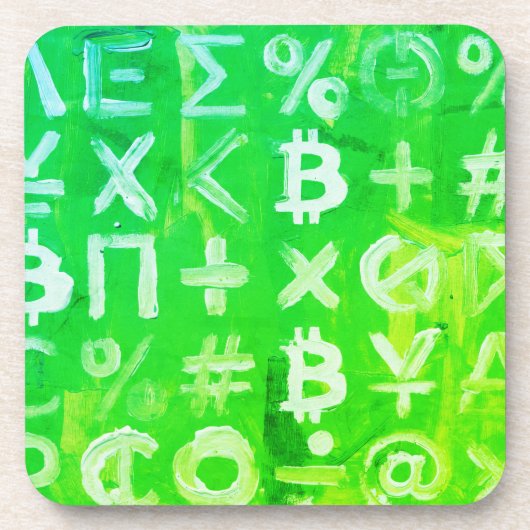 Symbolen van Bitcoin (Heldere winstgroen - 2) Bier Onderzetter (Voorkant)