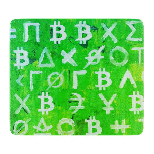 Symbolen van Bitcoin (Hoge Winst Groen - 1) Snijplank (Voorkant)