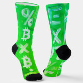 Symbolen van Bitcoin (Hoge Winst Groen - 2) Sokken (Gebogen)