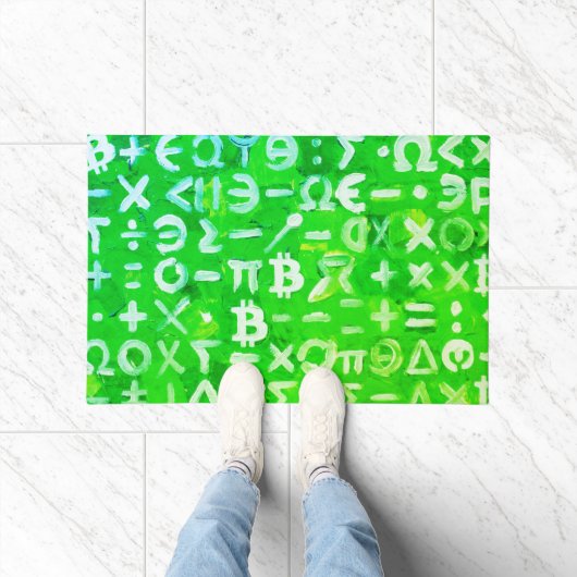 Symbolen van Bitcoin (Hoge Winst Groen - 3) Deurmat (Binnen)