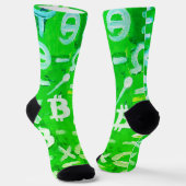Symbolen van Bitcoin (Hoge Winst Groen - 3) Sokken (Gebogen)