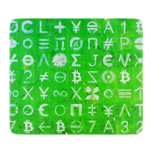 Symbolen van Bitcoin (Hoge Winst Groen - 4) Snijplank (Voorkant)