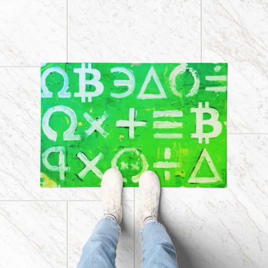 Symbolen van Bitcoin (Hoge Winst Groen - 5) Deurmat (Binnen)