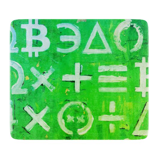 Symbolen van Bitcoin (Hoge Winst Groen - 5) Snijplank (Voorkant)