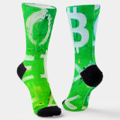 Symbolen van Bitcoin (Hoge Winst Groen - 5) Sokken (Gebogen)