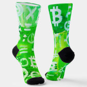 Symbolen van Bitcoin (Hoge Winst Groen - 6) Sokken (Gebogen)