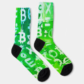 Symbolen van Bitcoin (Hoge Winst Groen - 6) Sokken (Rechts)