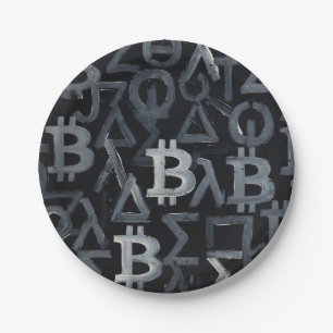 Symbolen van Bitcoin (Stijl: 12) Papieren Bordje