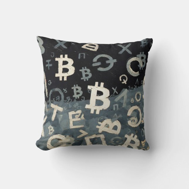 Symbolen van Bitcoin (Stijl: D) Kussen (Voorkant)