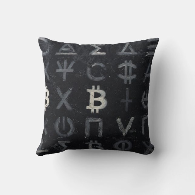 Symbolen van Bitcoin (Stijl: E) Kussen (Achterkant)
