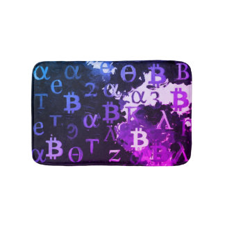 Symbolen van Bitcoin (Stijl: Miami Paars - 11) Badmat