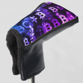 Symbolen van Bitcoin (Stijl: Miami Paars - 2) Golfheadcover (3/4 voorkant)