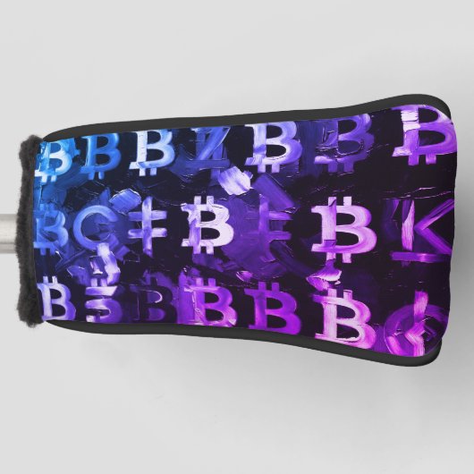 Symbolen van Bitcoin (Stijl: Miami Paars - 2) Golfheadcover (Voorkant)
