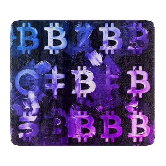 Symbolen van Bitcoin (Stijl: Miami Paars - 2) Snijplank (Voorkant)