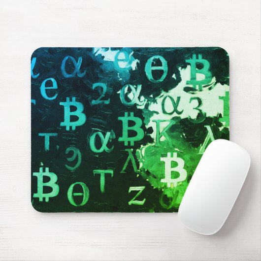 Symbolen van Bitcoin (Stijl: Winst Groen - 11) Muismat (Met muis)