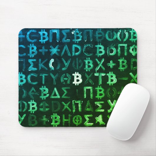 Symbolen van Bitcoin (Stijl: Winst Groen - 9) Muismat (Met muis)