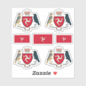 Symbolen van de manxstaat / wapenschild en vlag sticker (Vel)