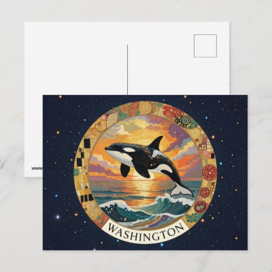 Symbolen van de staat Washington in de VS Briefkaart (Voorkant / Achterkant)