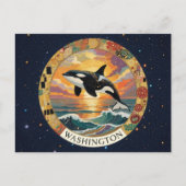 Symbolen van de staat Washington in de VS Briefkaart (Voorkant)