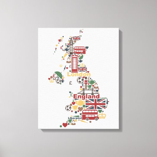 Symbolen van Engelstalige kaart Canvas Afdruk (Voorkant)
