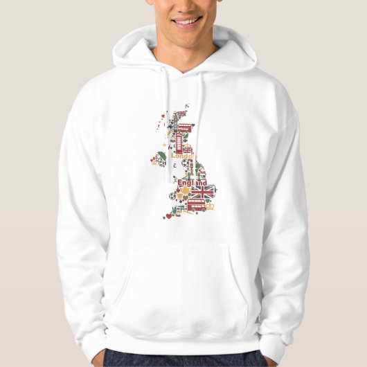 Symbolen van Engelstalige kaart Hoodie (Voorkant)