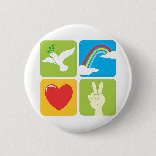 Symbolen van Faith Hope Love en Peace Ronde Button 5,7 Cm