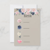Symbolen van het menu Taupe Navy Blue Pink Peony (Voorkant)